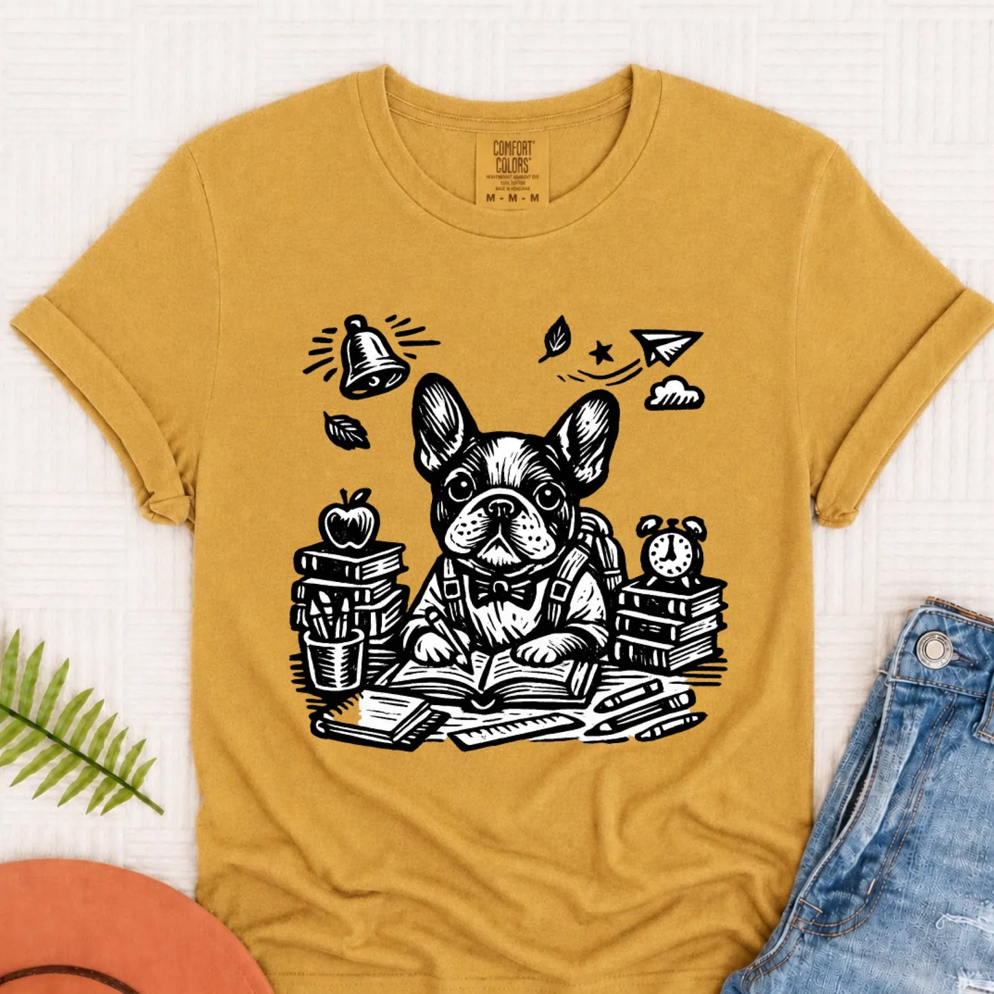 Frenchie Teacher School Day Unisex TShirt Mustard