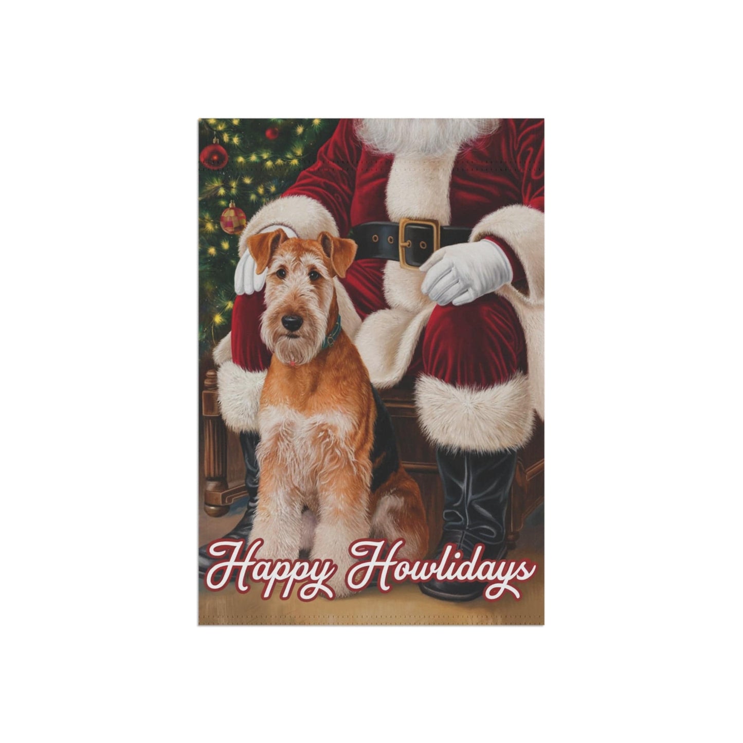 Printify Home Decor Funny Airedale Terrier Christmas Garden Flag, Holiday Santa Clause Yard Decor, Front Yard Outdoor Winter Decoration, Housewarming Gift