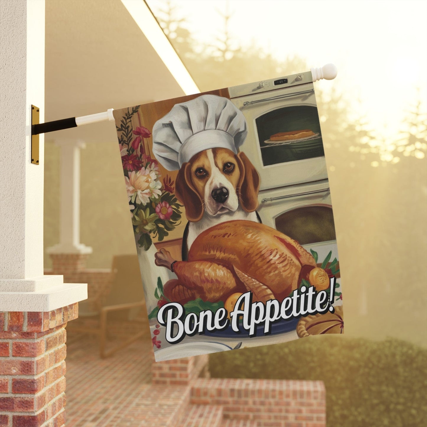 Printify Home Decor Funny Beagle Dog Garden Flag, Thanksgiving Dog Yard Decor, Front Yard Dog Sign