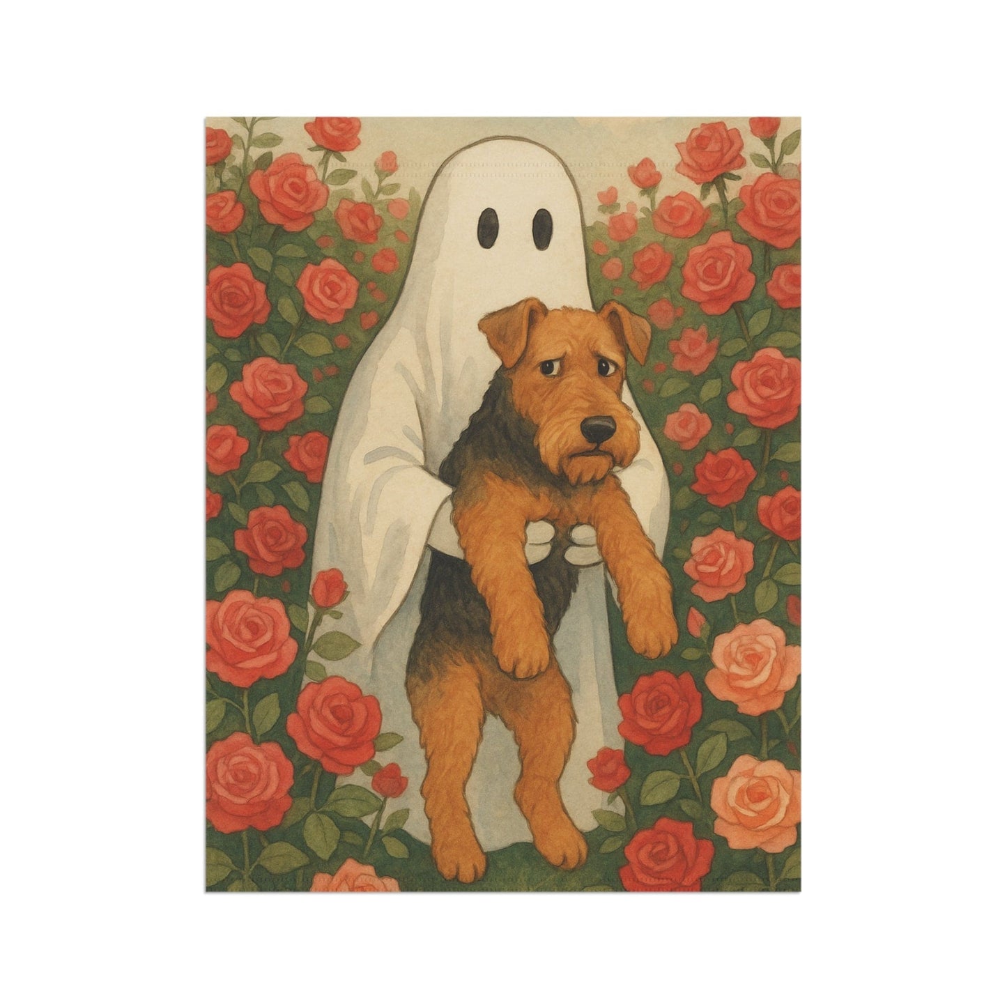 Printify Home Decor Garden Flag, Airedale Terrier Ghost Yard Decor, funny Halloween Outside Decorations