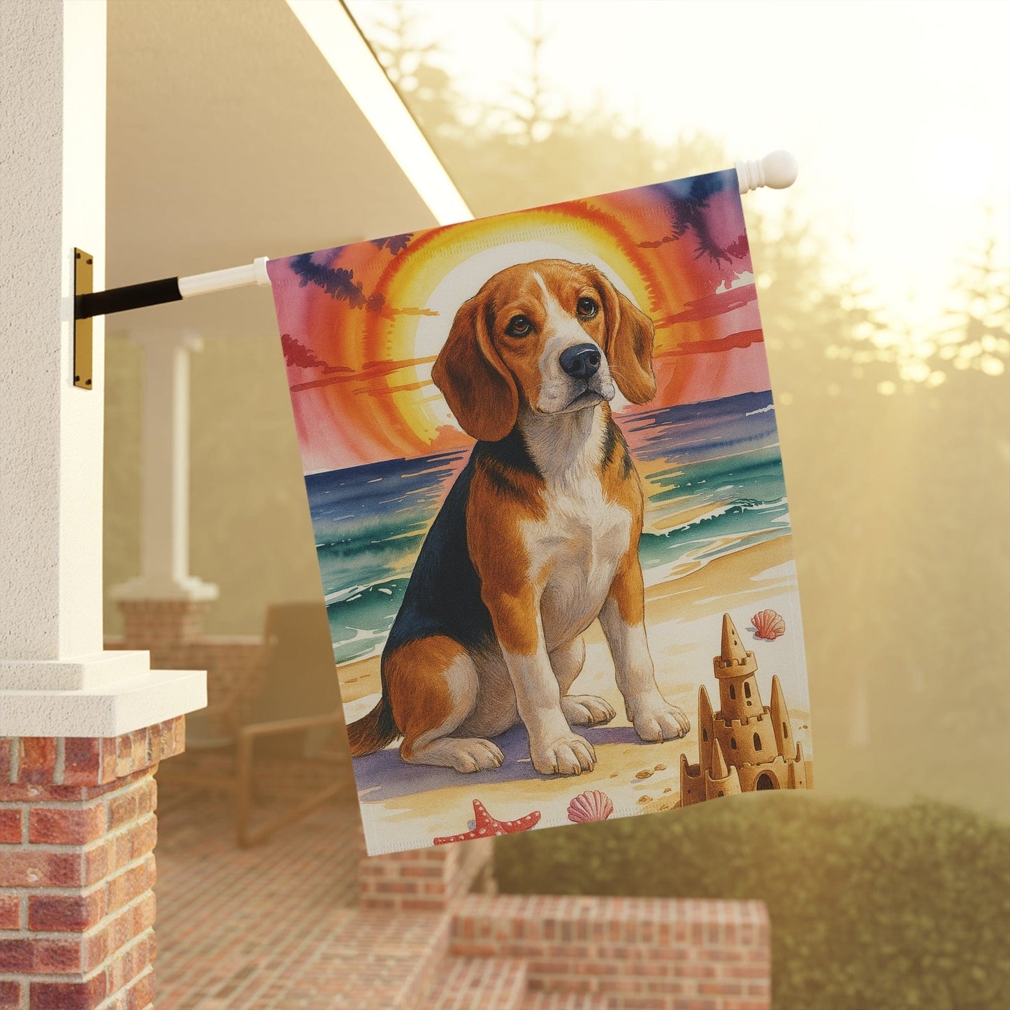Printify Home Decor Garden Flag, Beagle Hound Nautical Decor, House Banner for Beach Yard Art