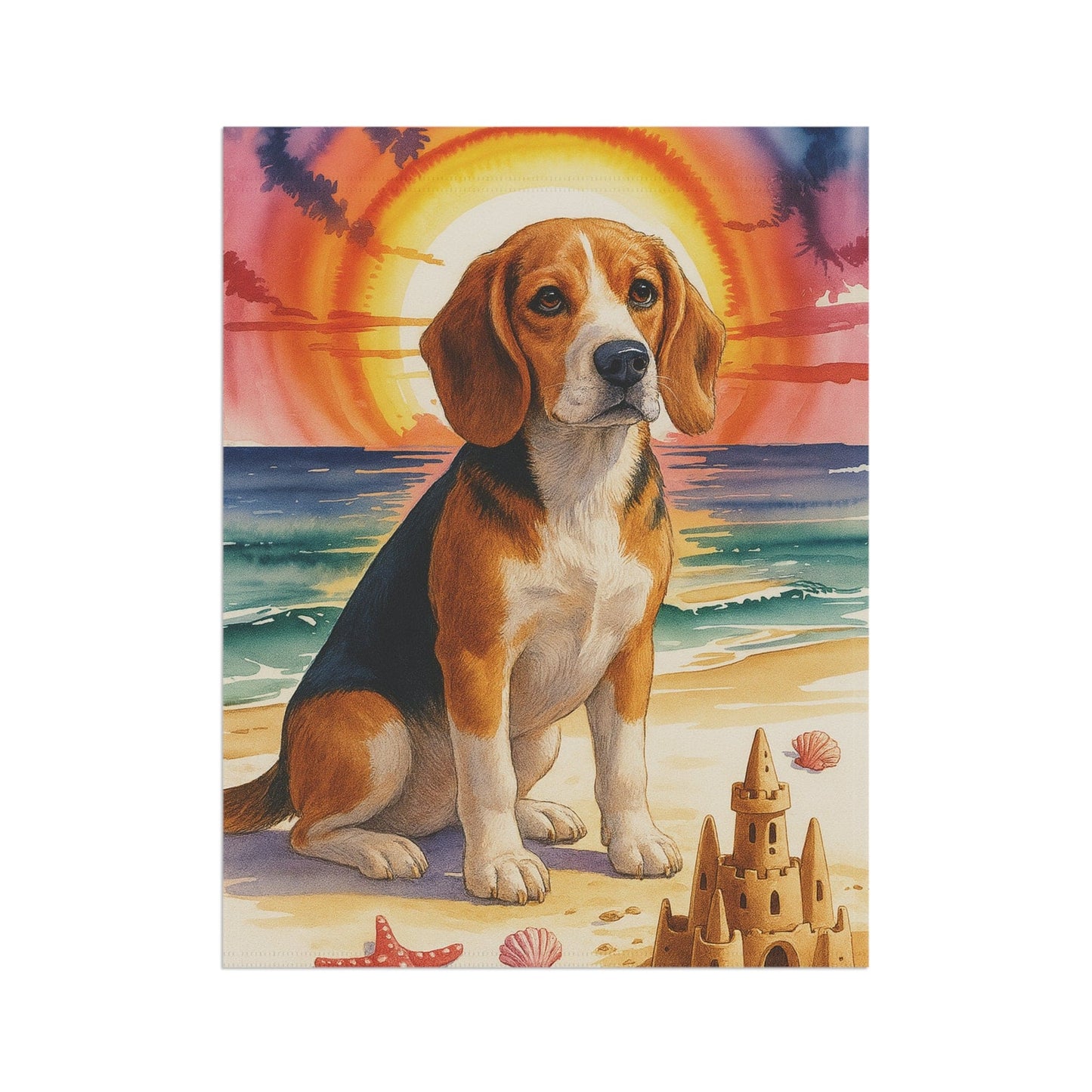 Printify Home Decor Garden Flag, Beagle Hound Nautical Decor, House Banner for Beach Yard Art