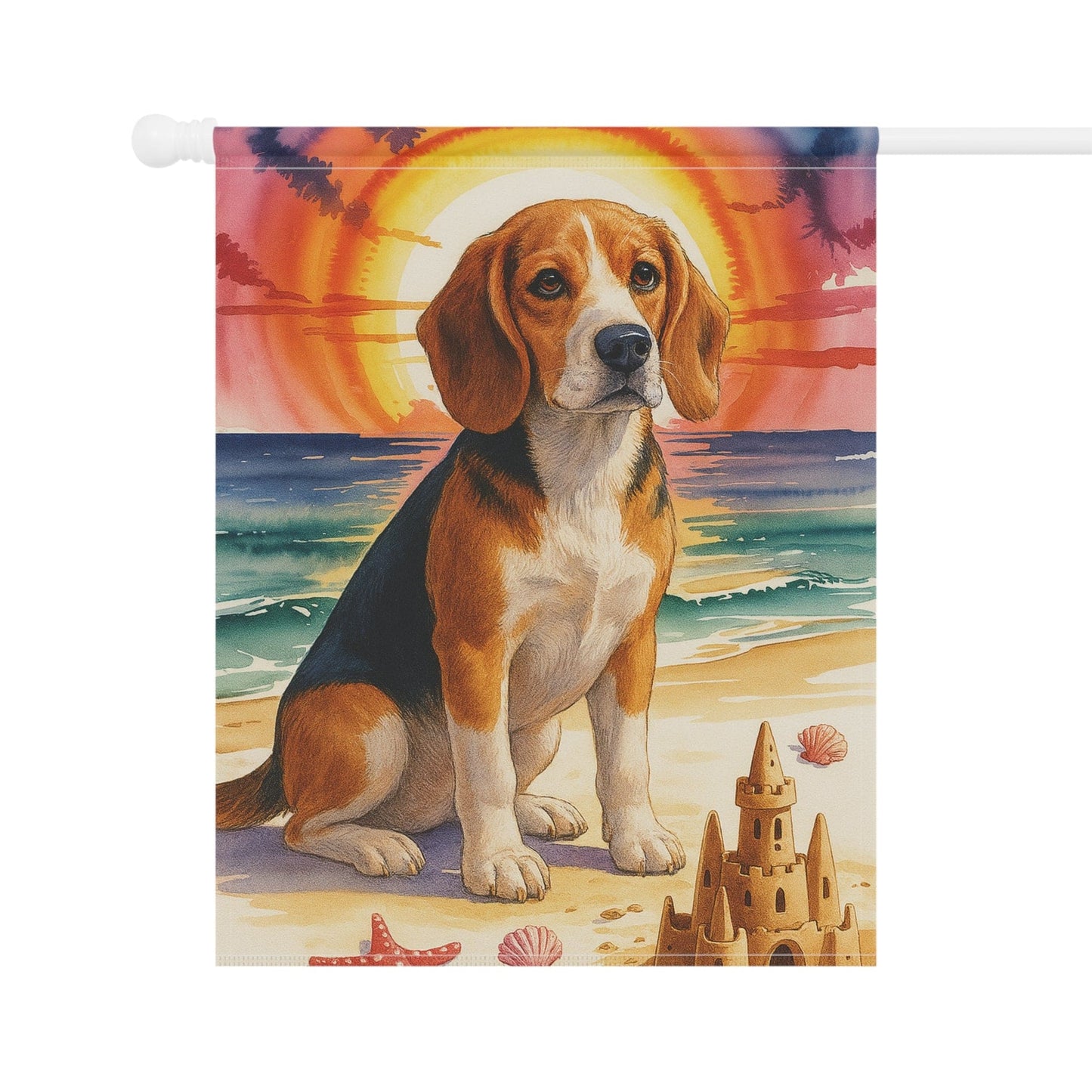 Printify Home Decor Garden Flag, Beagle Hound Nautical Decor, House Banner for Beach Yard Art