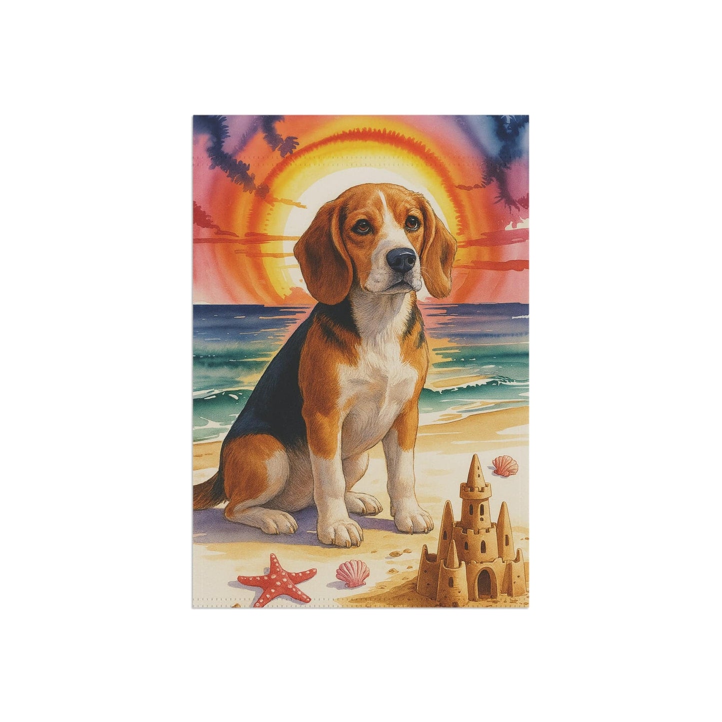 Printify Home Decor Garden Flag, Beagle Hound Nautical Decor, House Banner for Beach Yard Art