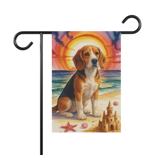 Beagle Beach Garden Flag