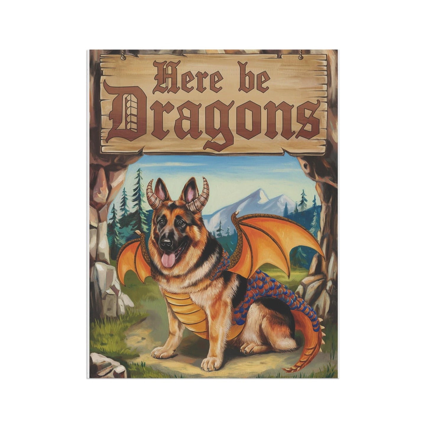 Printify Home Decor German Shepherd Dog Dragon, Garden Flag, Pet Adventure, Yard Spring Decor, Housewarming Halloween