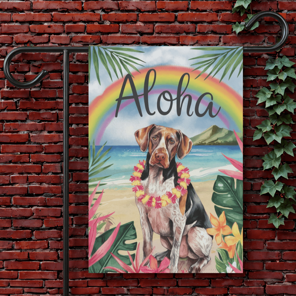 Printify Garden Flag 12'' × 18'' German Shorthaired Pointer Aloha Garden Flag