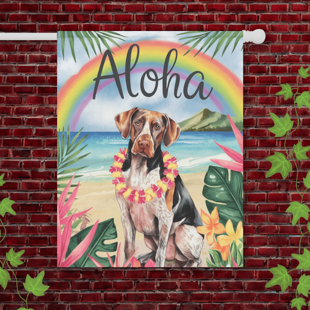 Printify Garden Flag 24.5'' × 32'' German Shorthaired Pointer Aloha Garden Flag