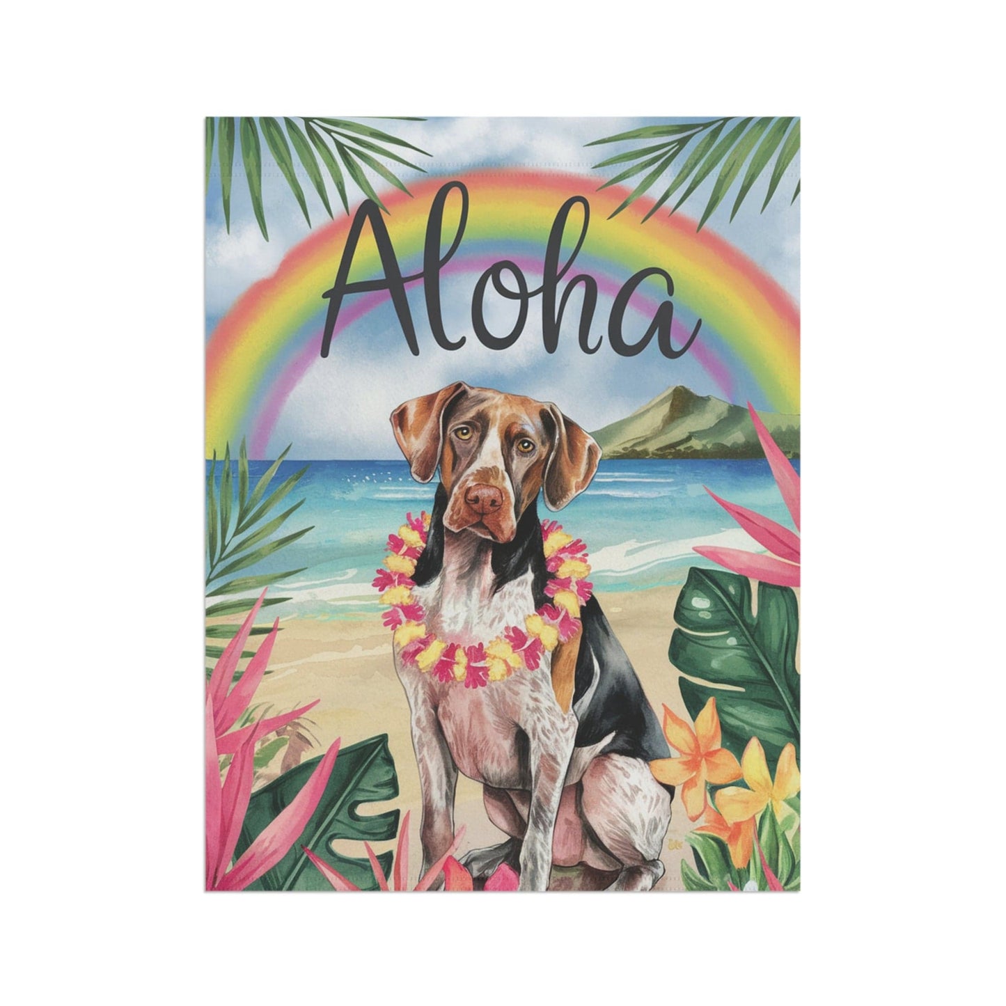 Printify Garden Flag German Shorthaired Pointer Aloha Garden Flag