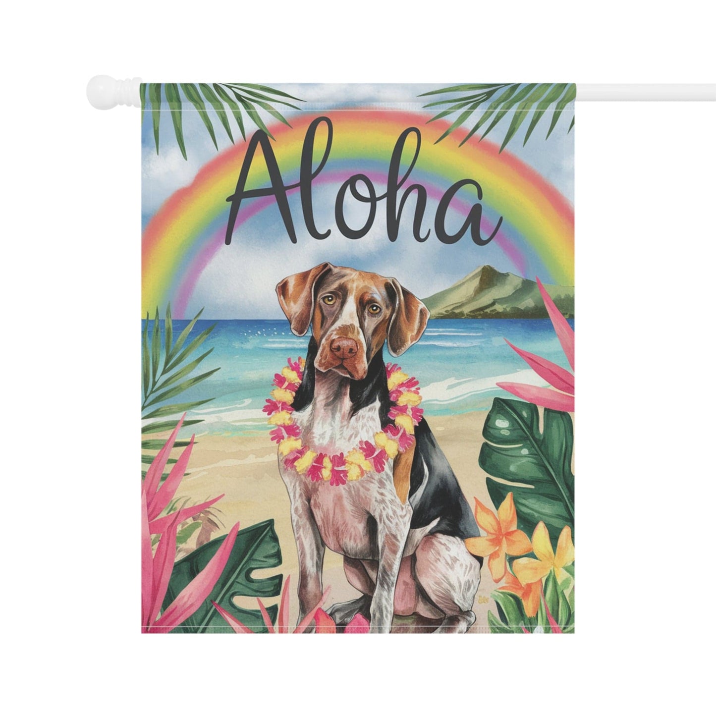 Printify Garden Flag German Shorthaired Pointer Aloha Garden Flag