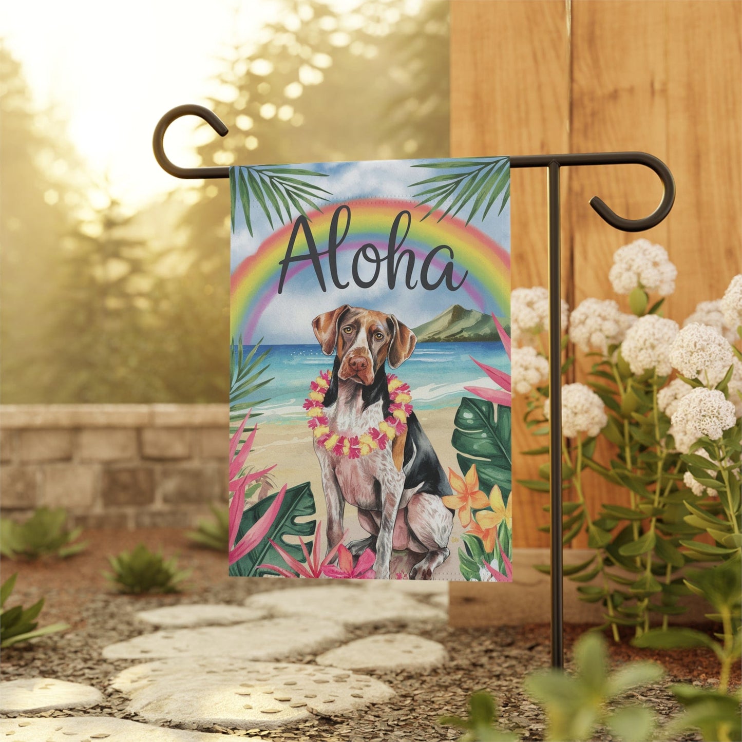 Printify Garden Flag German Shorthaired Pointer Aloha Garden Flag