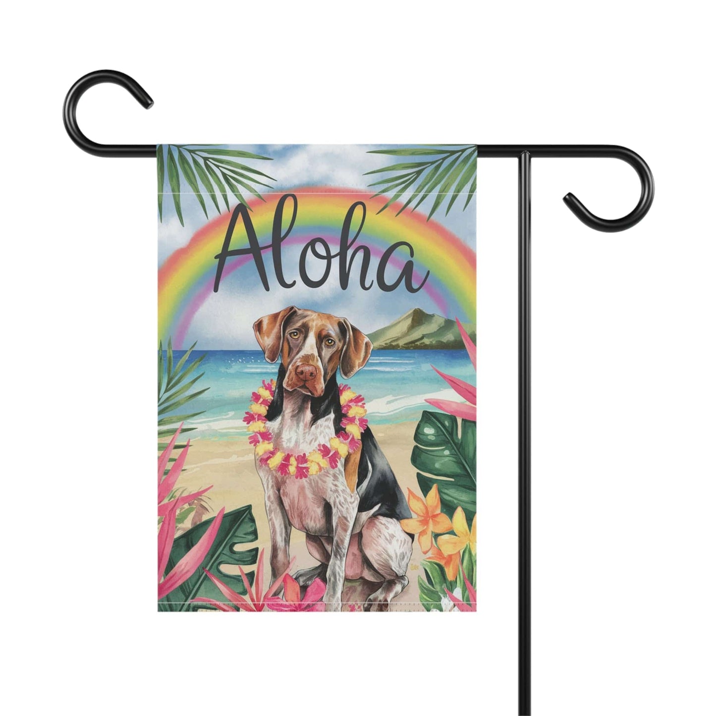 Printify Garden Flag German Shorthaired Pointer Aloha Garden Flag