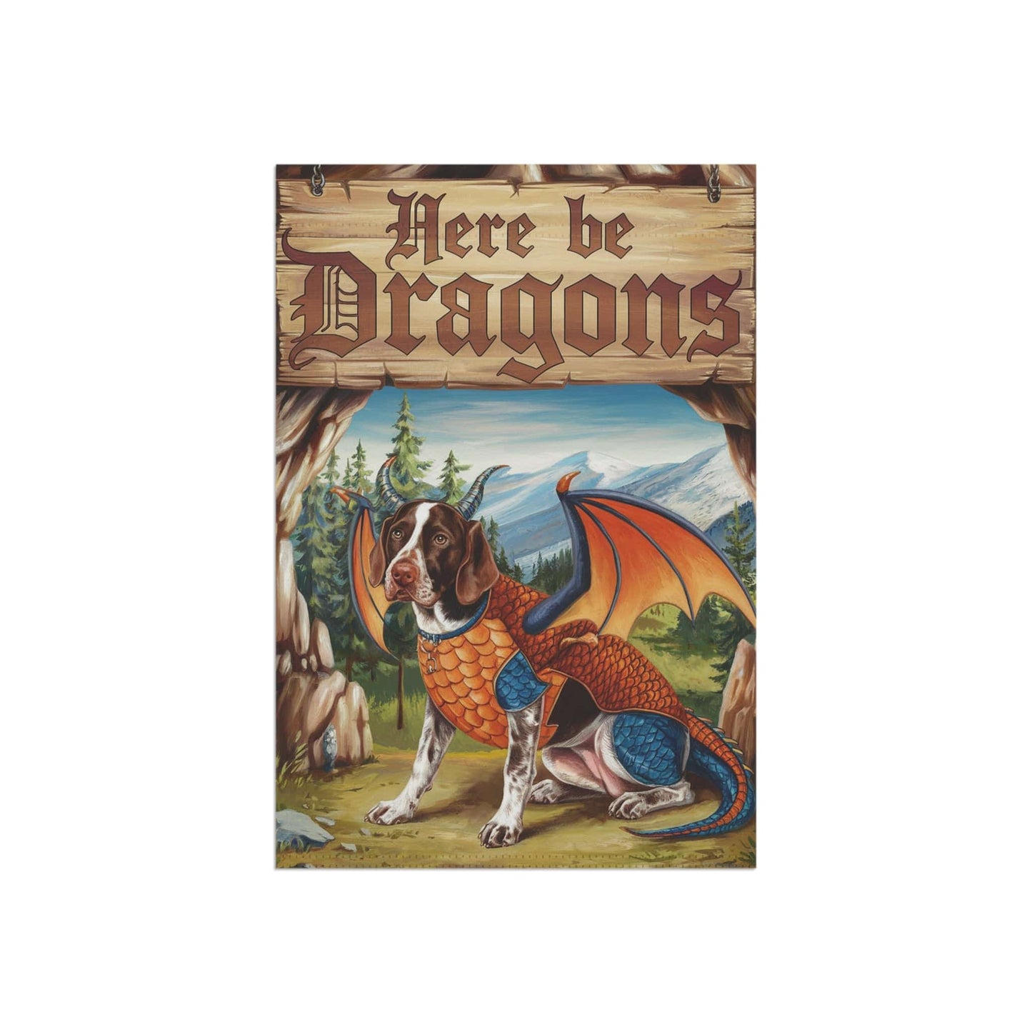 Printify Home Decor German Shorthaired Pointer Dog Dragon Garden Flag, Pet Yard Spring Decor, Housewarming Halloween