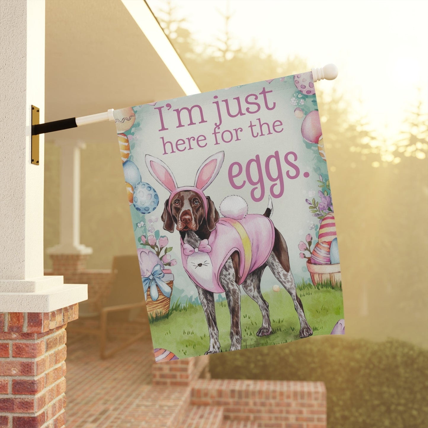 Printify Home Decor German Shorthaired Pointer Easter Yard Flag Home Garden, Funny Dog Lover Outside Decor