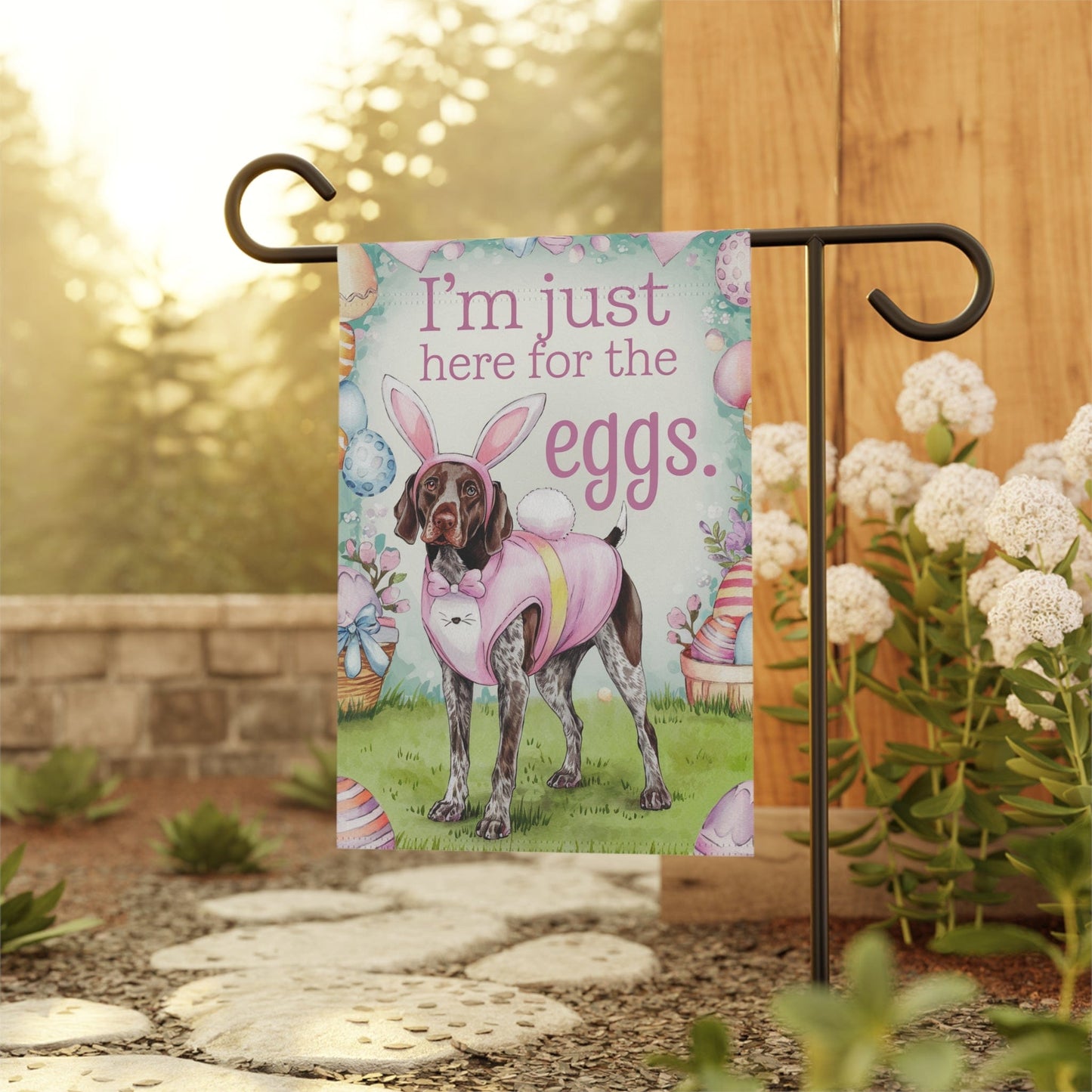 Printify Home Decor German Shorthaired Pointer Easter Yard Flag Home Garden, Funny Dog Lover Outside Decor