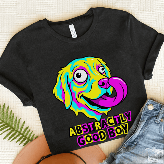 Golden Retriever Abstract Art Punk Unisex TShirt Dark Grey Heather