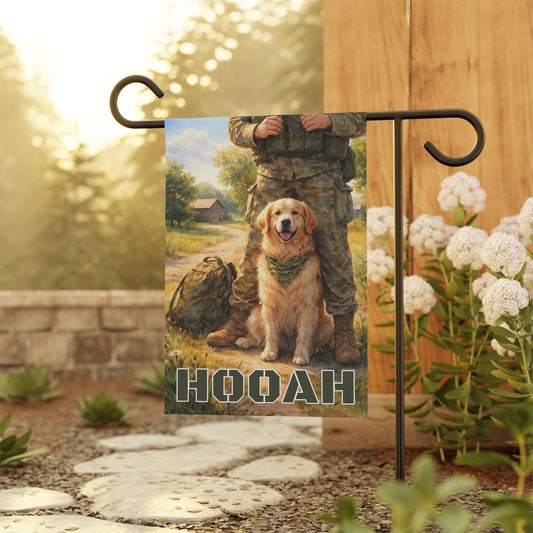 Golden Retriever Armed Forces Military Garden Flag