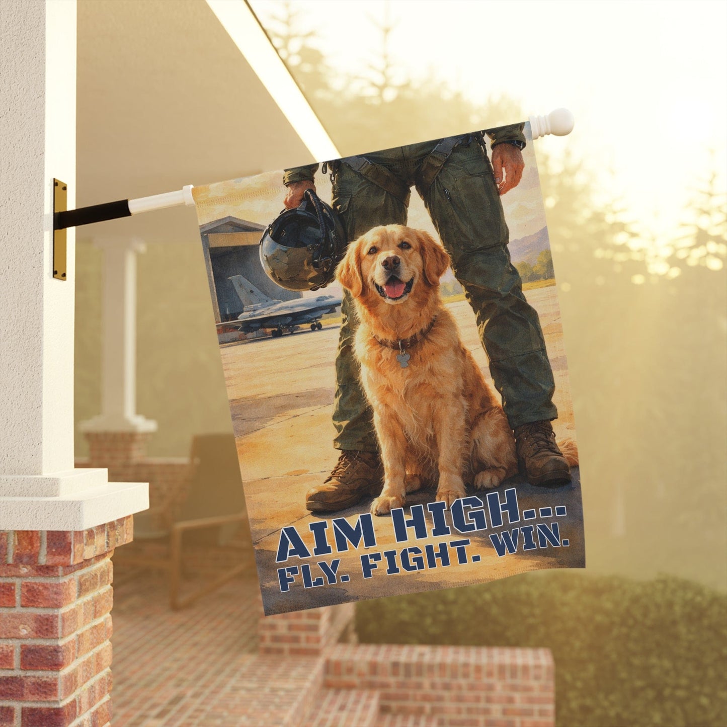 Golden Retriever Aviation Armed Forces Pilot Garden Flag