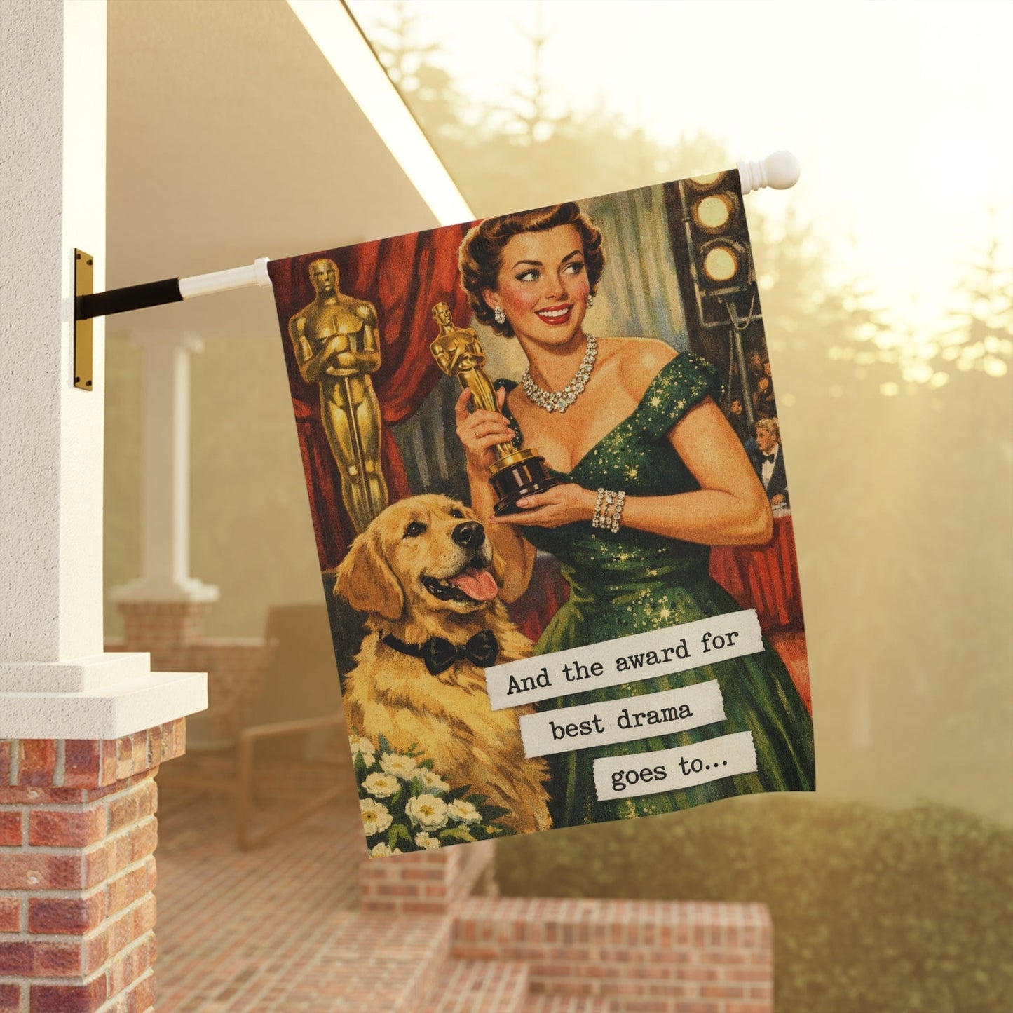 Golden Retriever Best Drama Award Garden Flag