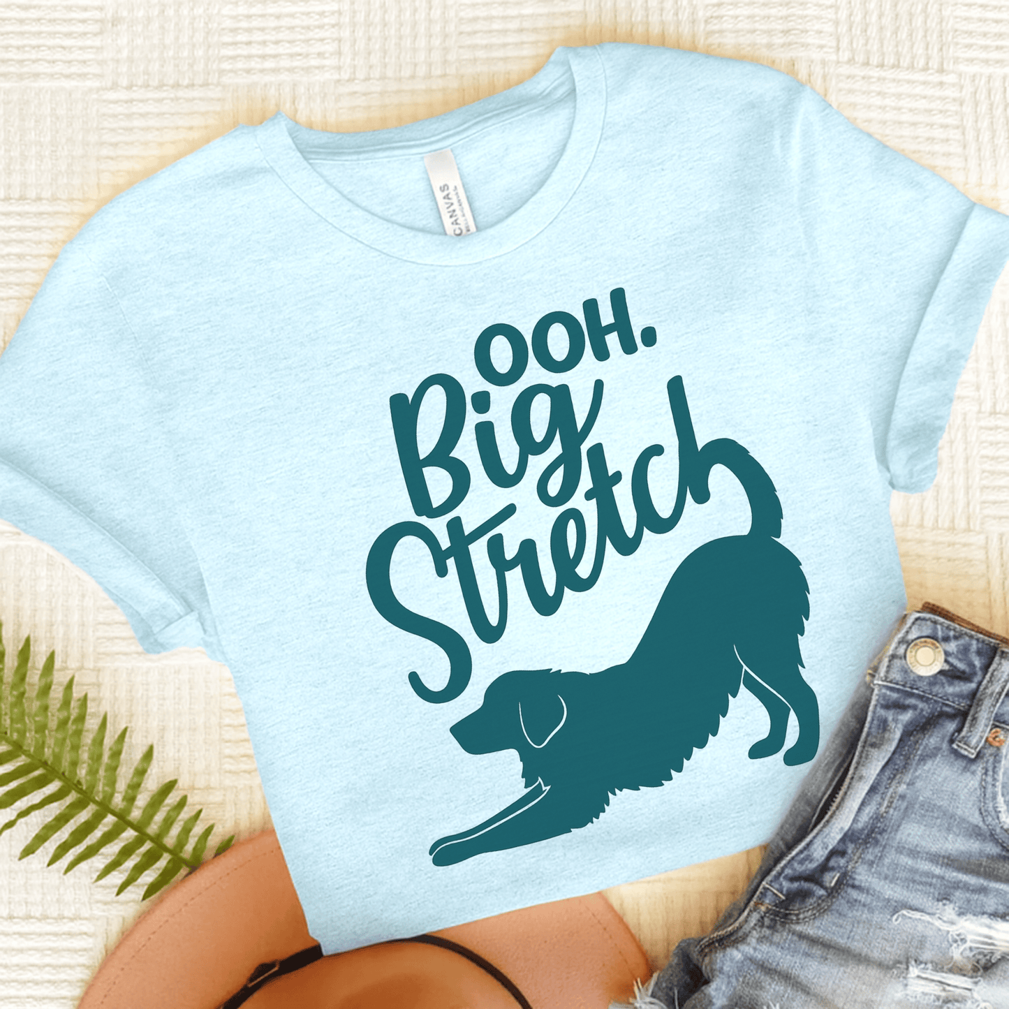 Golden Retriever Big Stretch Unisex TShirt Heather Ice Blue