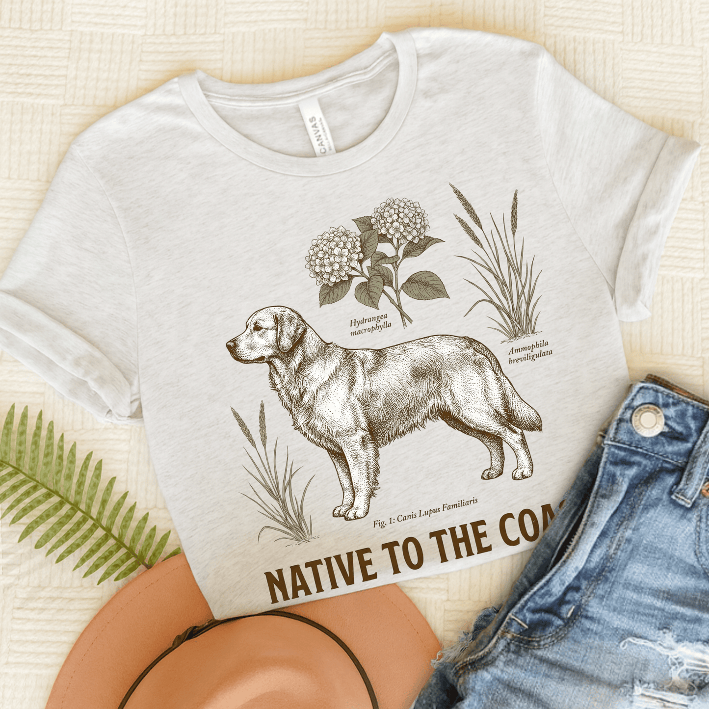 Golden Retriever Coastal Living Unisex Tshirt Ash