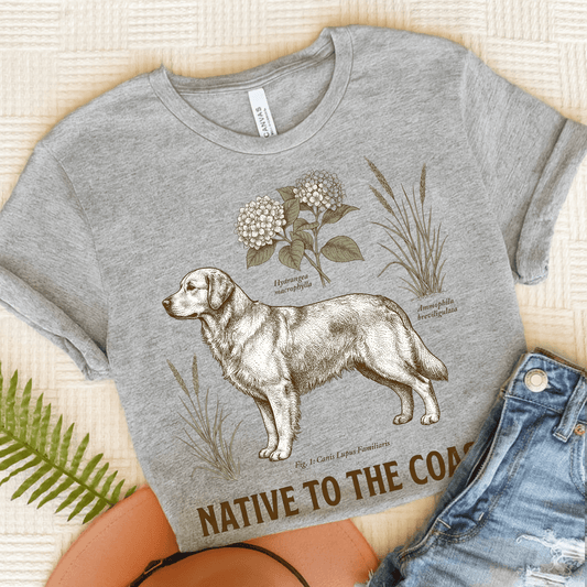 Golden Retriever Coastal Living Unisex Tshirt Athletic Heather