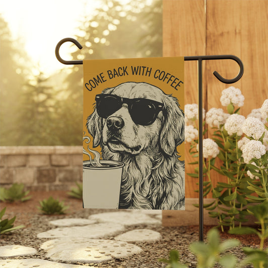 Golden Retriever Coffee Lover Dog Yard Flag