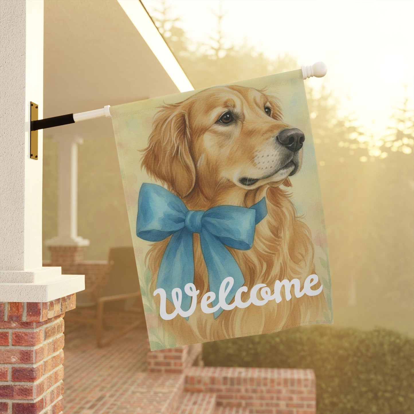 Golden Retriever Coquette Blue Decor Garden Yard Flag