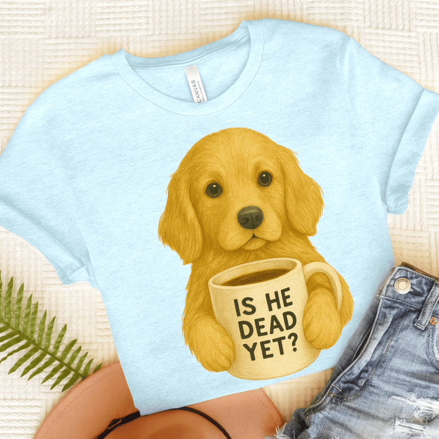 Golden Retriever Dead Yet Unisex TShirt Heather Ice Blue