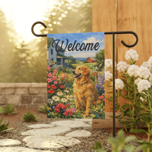 Golden Retriever Garden Hummingbirds Yard Flag