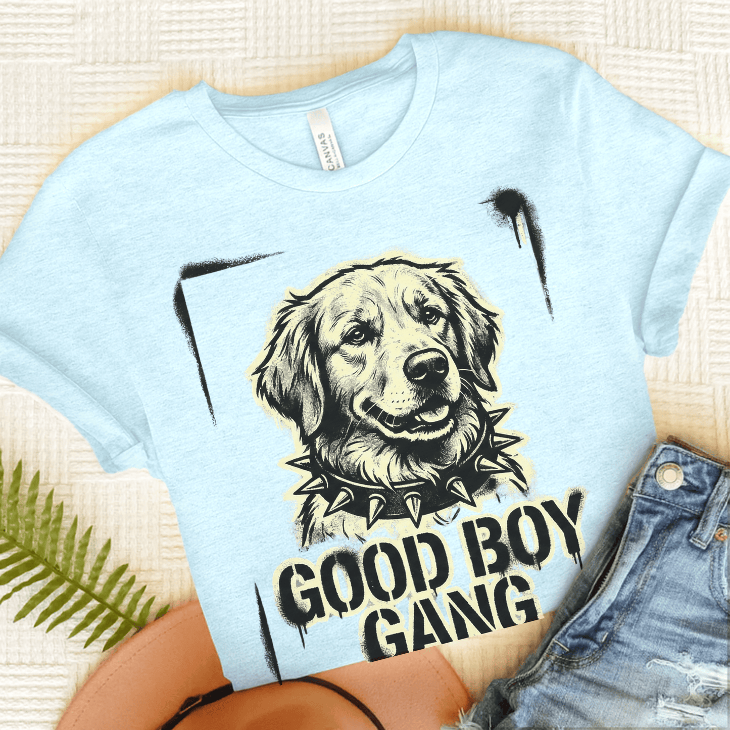 Golden Retriever Good Boy Gang Unisex Tshirt Heather Ice Blue