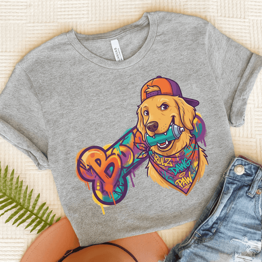 Golden Retriever Graffiti Bone Unisex Tshirt Athletic Heather