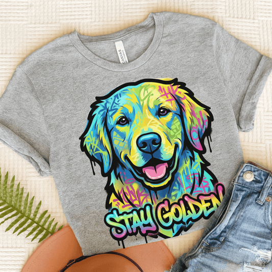Golden Retriever Graffiti Dog Unisex Tshirt Athletic Heather