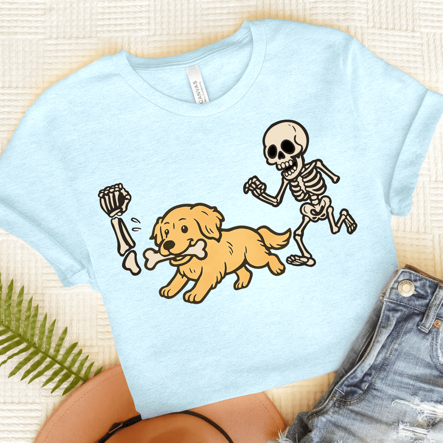 Golden Retriever Grave Robber Unisex TShirt Heather Ice Blue