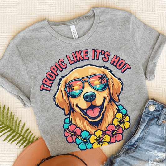 Golden Retriever Hawaiian Unisex Tshirt Athletic Heather