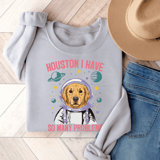 Golden Retriever Houston Space Unisex Sweatshirt Ash