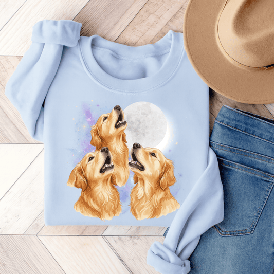 Golden Retriever Howling Unisex Sweatshirt Light Blue