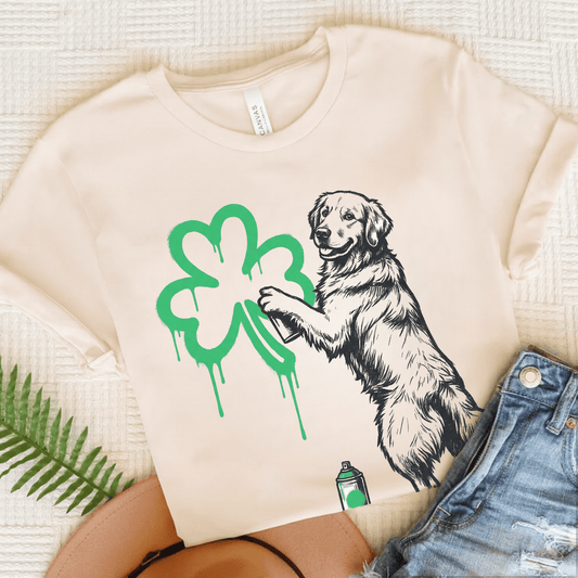 Golden Retriever Lucky Graffiti Unisex Tshirt Natural