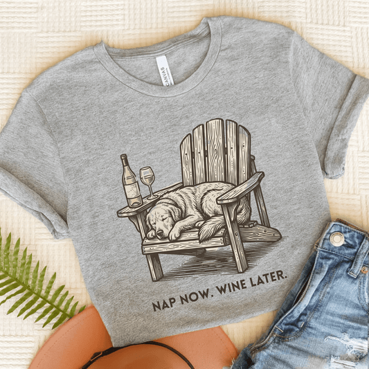 Golden Retriever Nap Wine Drinker Unisex TShirt Athletic Heather