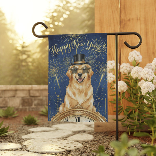 Golden Retriever New Year Garden Flag