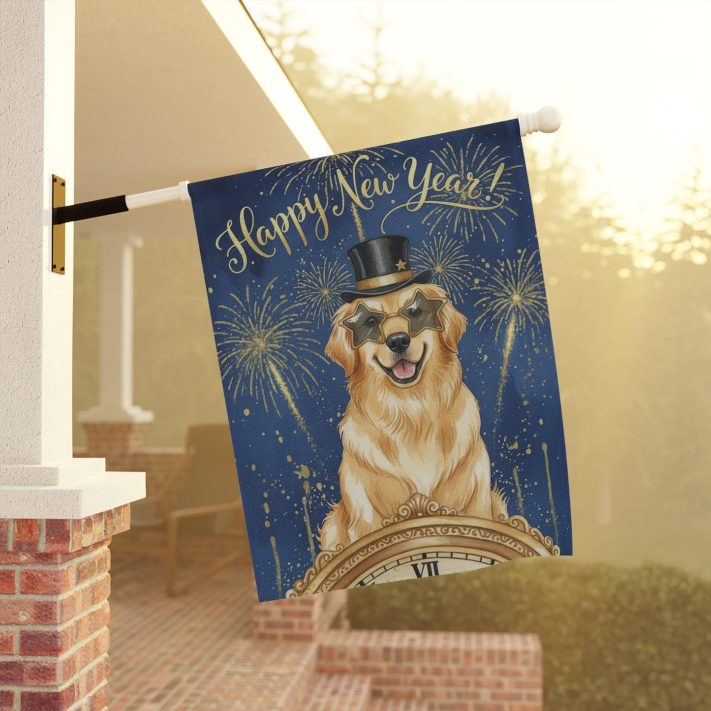 Golden Retriever New Year Garden Flag