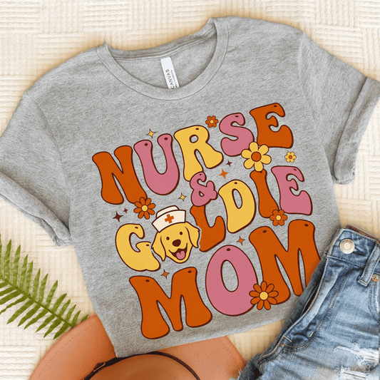 Golden Retriever Nurse and Mom Unisex Tshirt Athletic Heather