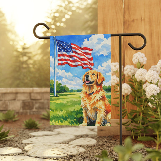 Golden Retriever Patriotic American Garden Flag