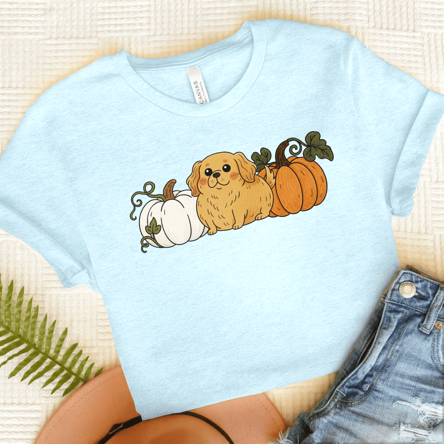 Golden Retriever Pupkin Unisex Tshirt Heather Ice Blue