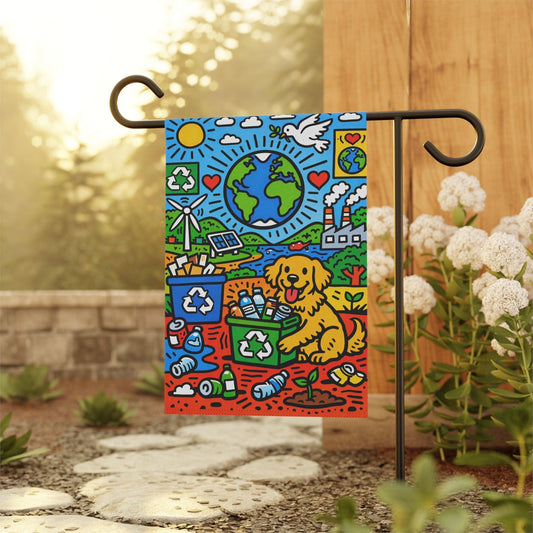 Golden Retriever Save Our Planet Garden Flag