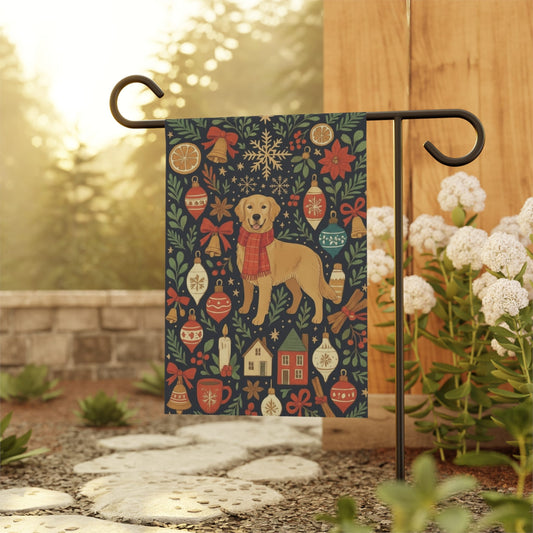 Golden Retriever Scandinavian Winter Garden Yard Flag