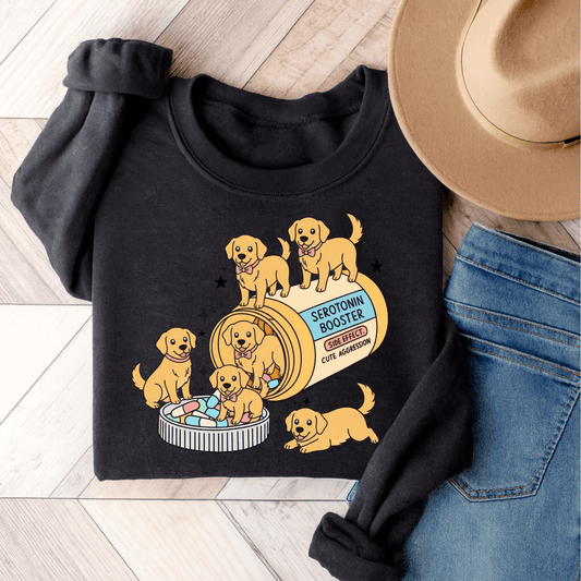 Golden Retriever Serotonin Unisex Sweatshirt Dark Heather