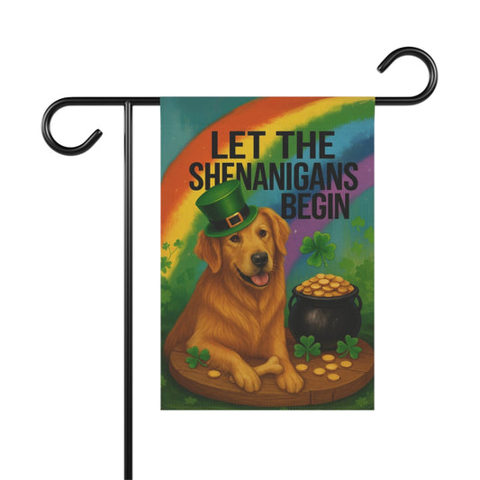 Golden Retriever Shenanigans Garden Flag
