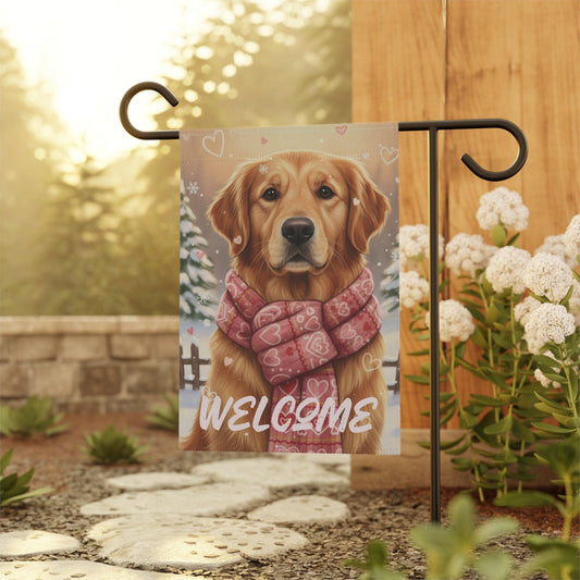 Golden Retriever Snuggle Season Garden Yard Flag