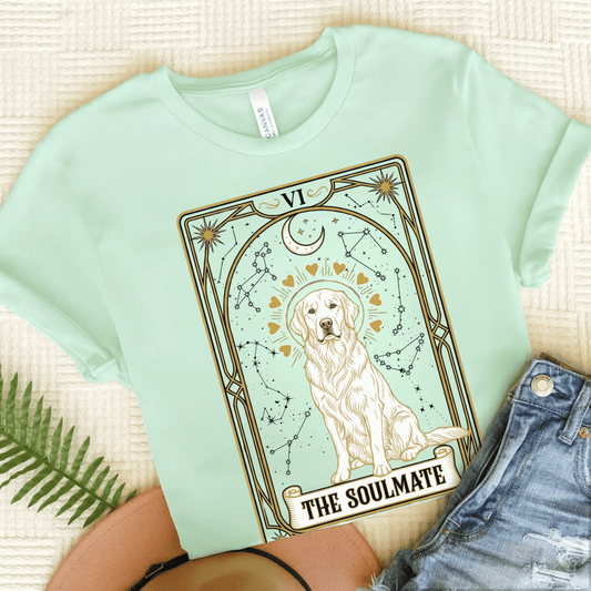 Golden Retriever Soulmate Tarot Unisex Tshirt Heather Mint